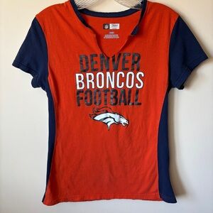 NFL Women’s Denver Broncos Shirt 100% Cotton V-Neck FLAW